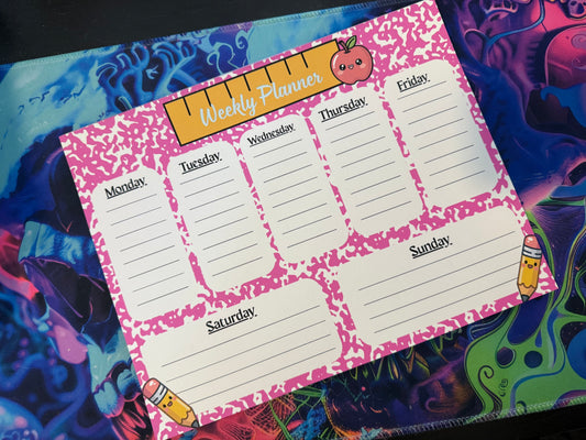 School-Themed Tear-Off Weekly Desk Planner Pad (11x8.5")