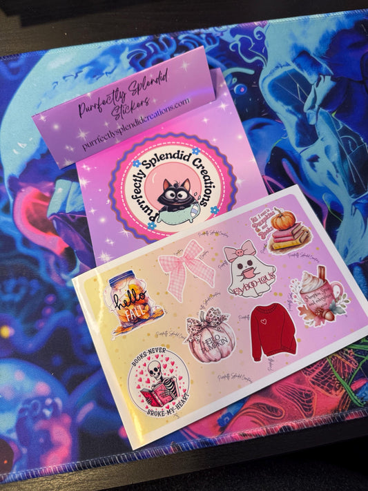 Pink Fall Sticker Sheet, Cozy Autumn Vibes