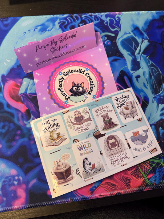 Bookish Animals Sticker Sheet, Cozy Reading Stickers