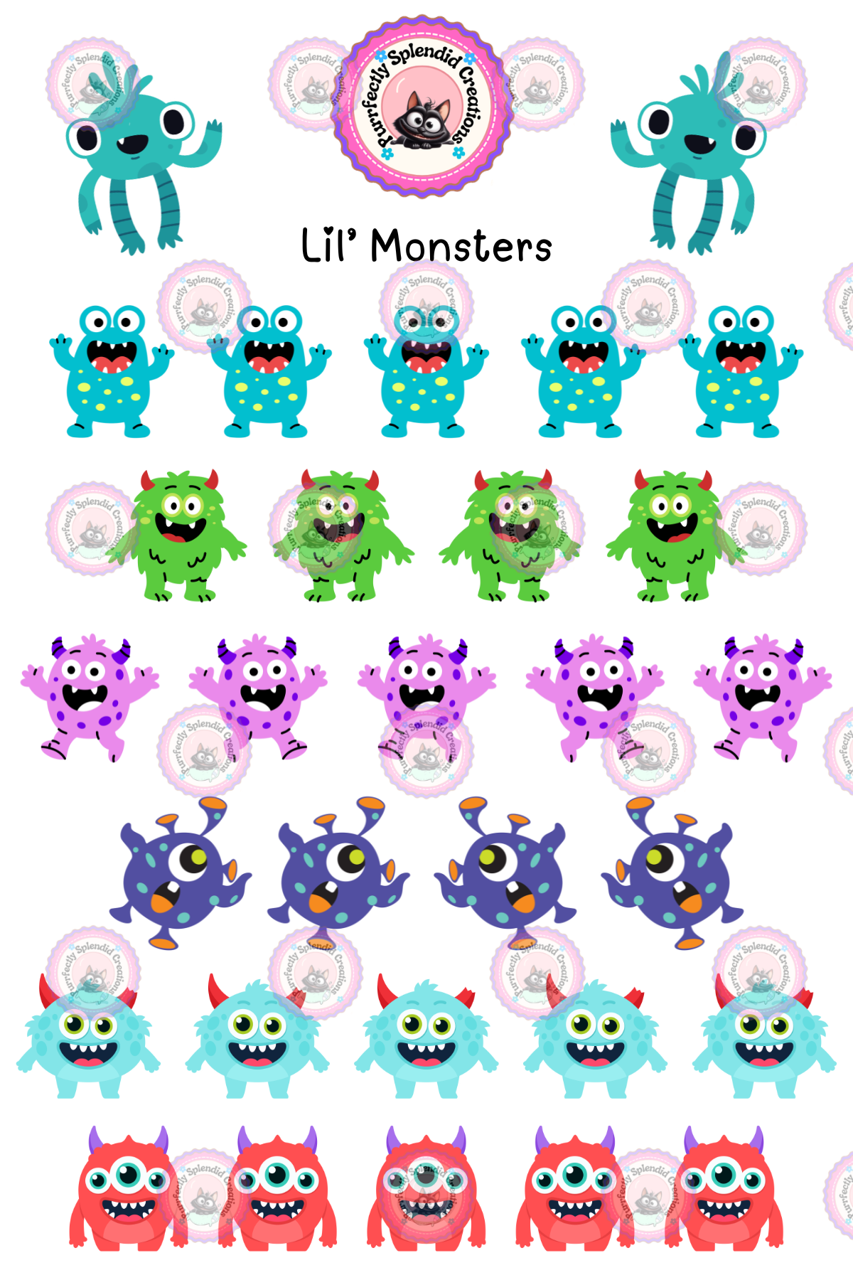 Lil' Monsters Sticker Sheet (4x6")