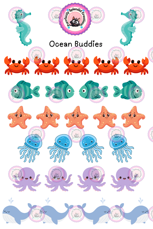 Ocean Buddies Sticker Sheet (4x6")