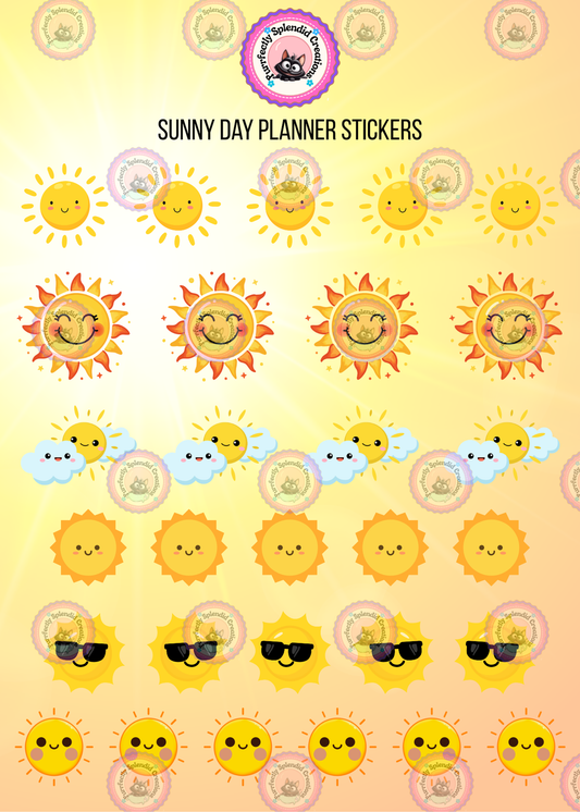 Sunny Day Planner Sticker Sheet (5x7")
