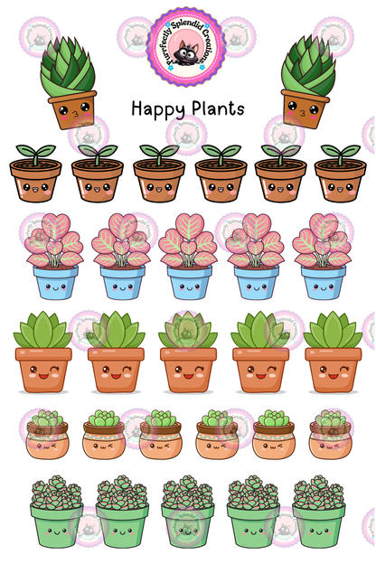 Happy Plants Sticker Sheet (4x6")