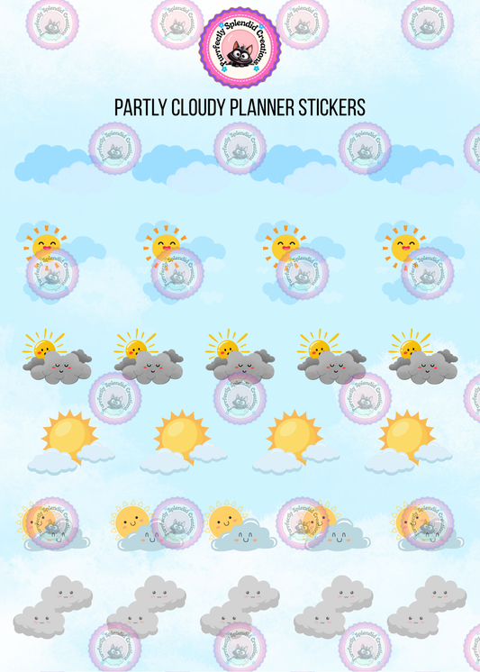 Partly Cloudy Planner Sticker Sheet (5x7")