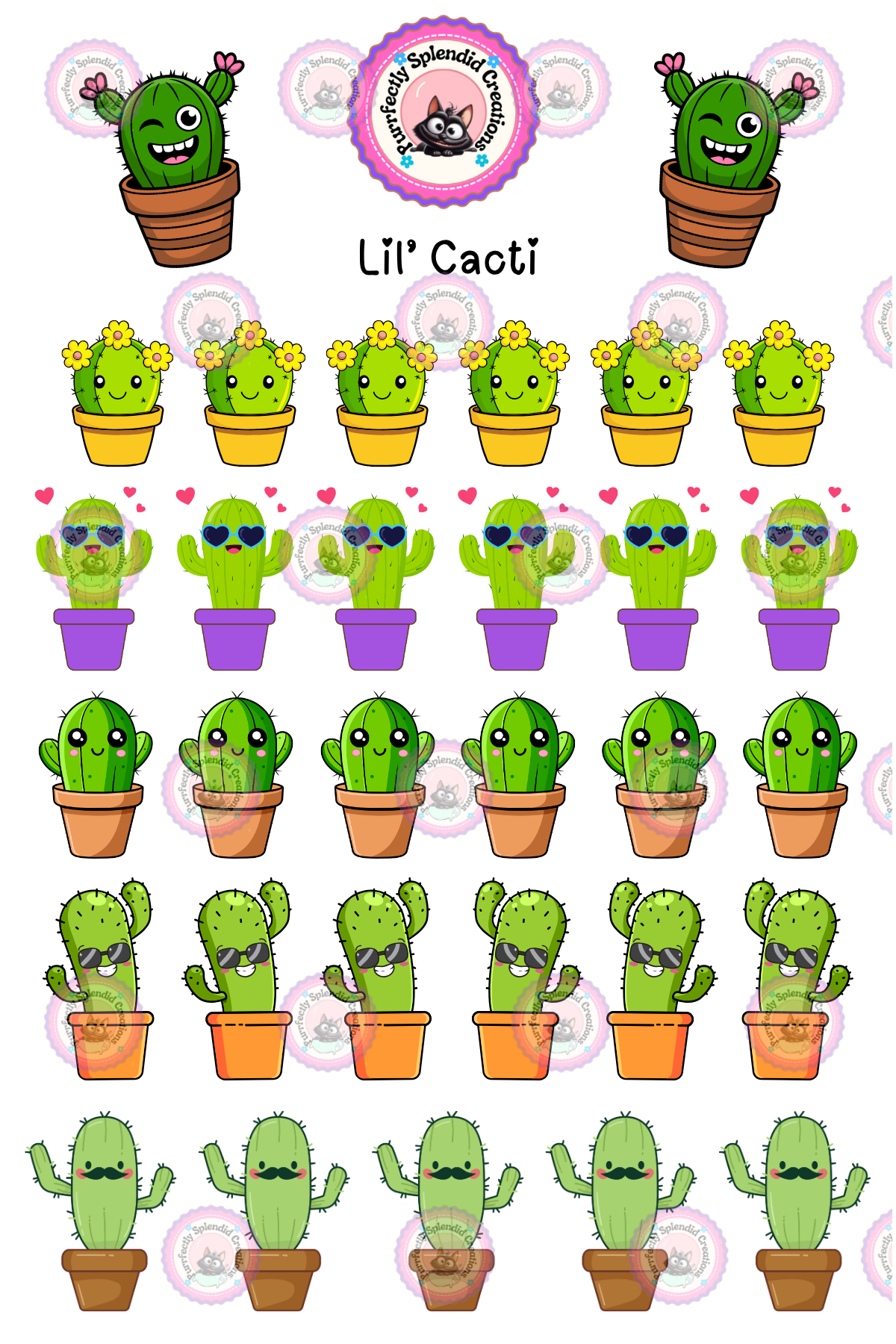 Lil' Cacti Sticker Sheet (4x6")