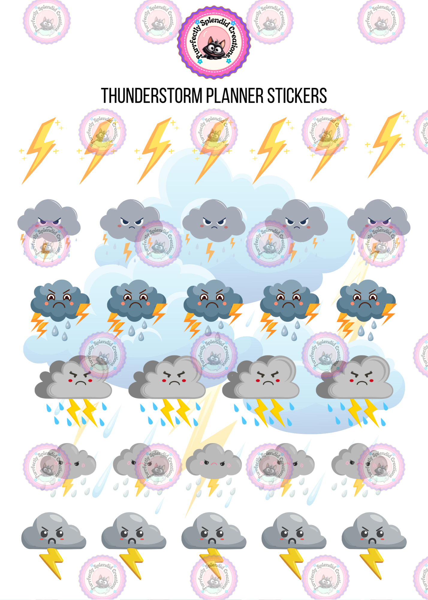 Thunderstorm Planner Sticker Sheet (5x7")
