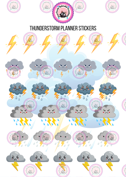 Thunderstorm Planner Sticker Sheet (5x7")