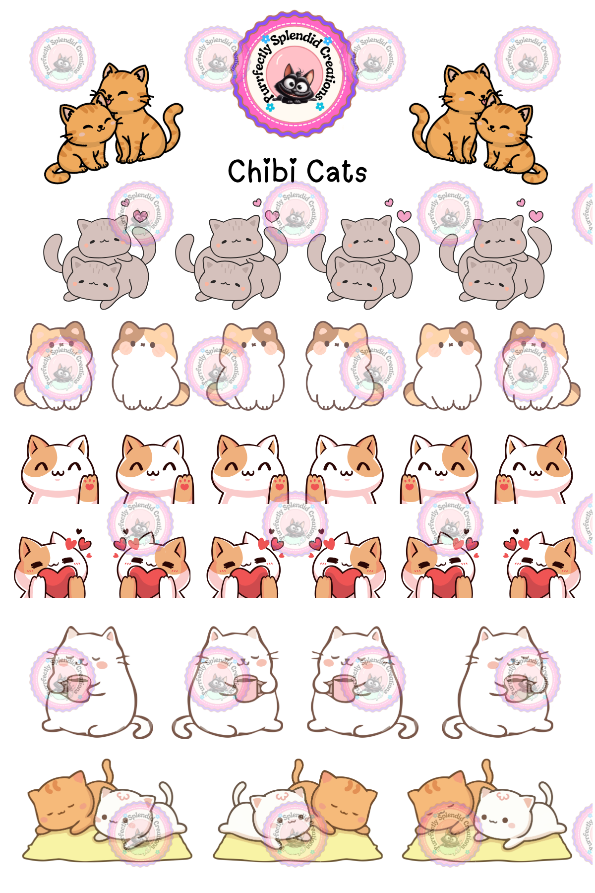 Chibi Cats Sticker Sheet (4x6")