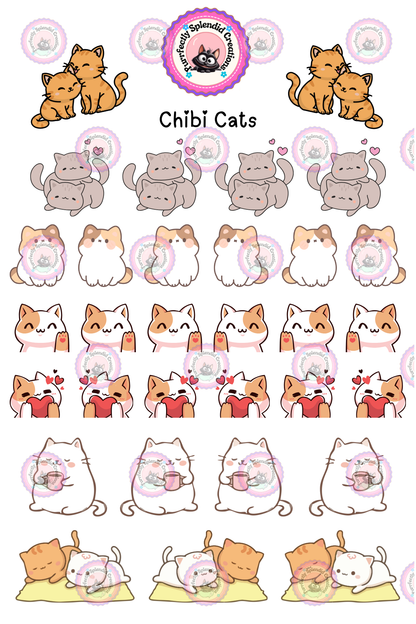 Chibi Cats Sticker Sheet (4x6")