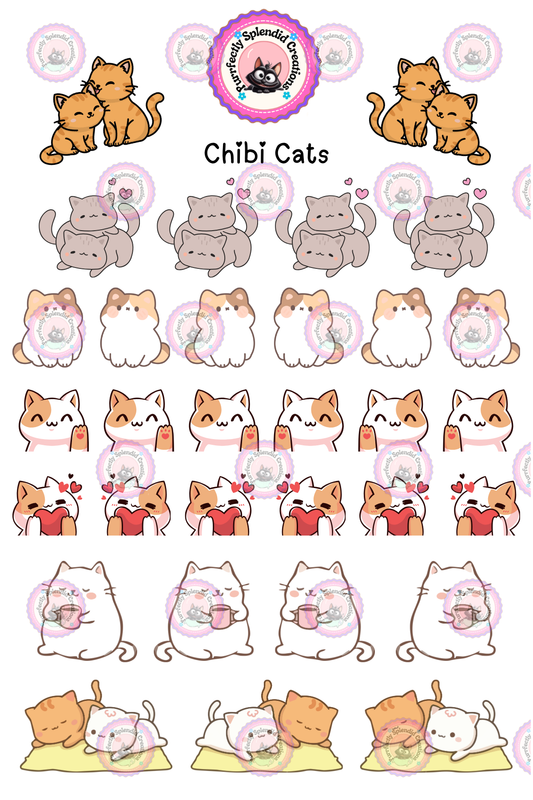 Chibi Cats Sticker Sheet (4x6")