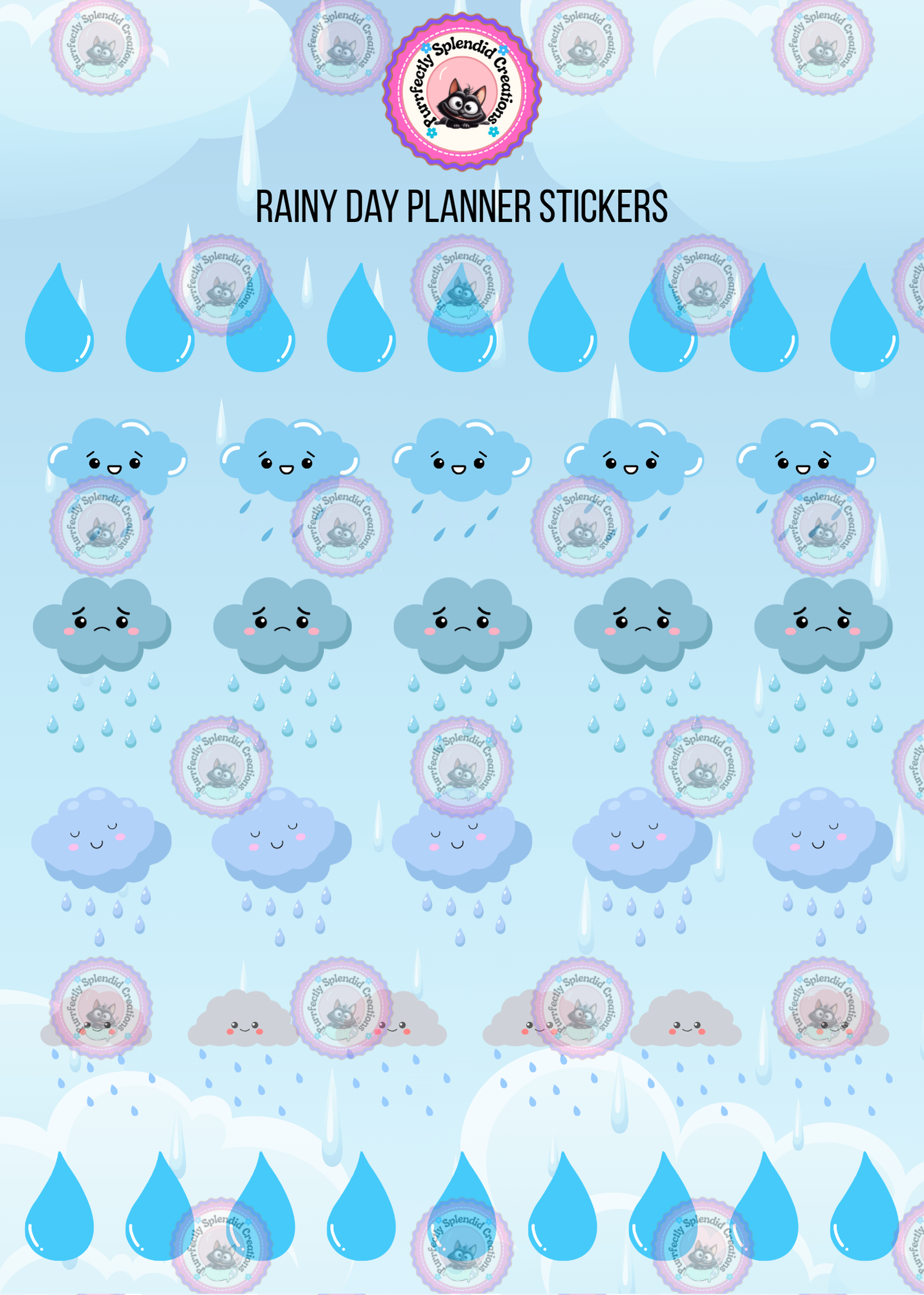 Rainy Day Planner Sticker Sheet (5x7")