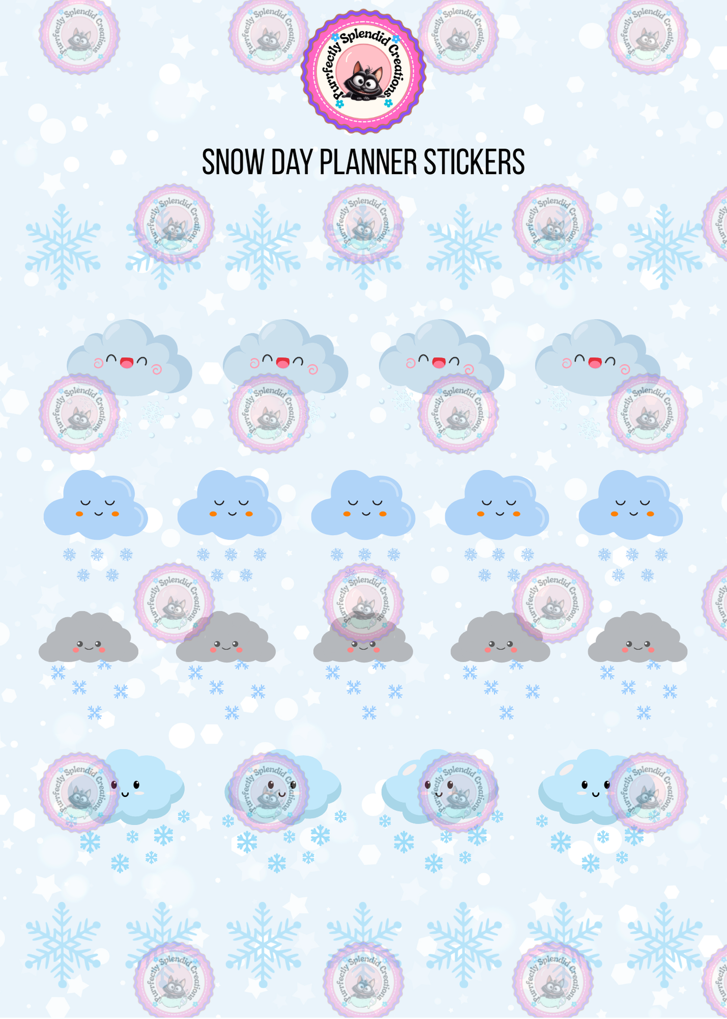 Snowy Day Planner Sticker Sheet (5x7")