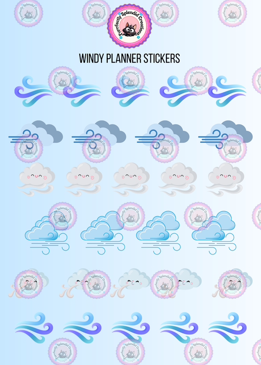 Windy Day Planner Sticker Sheet (5x7")