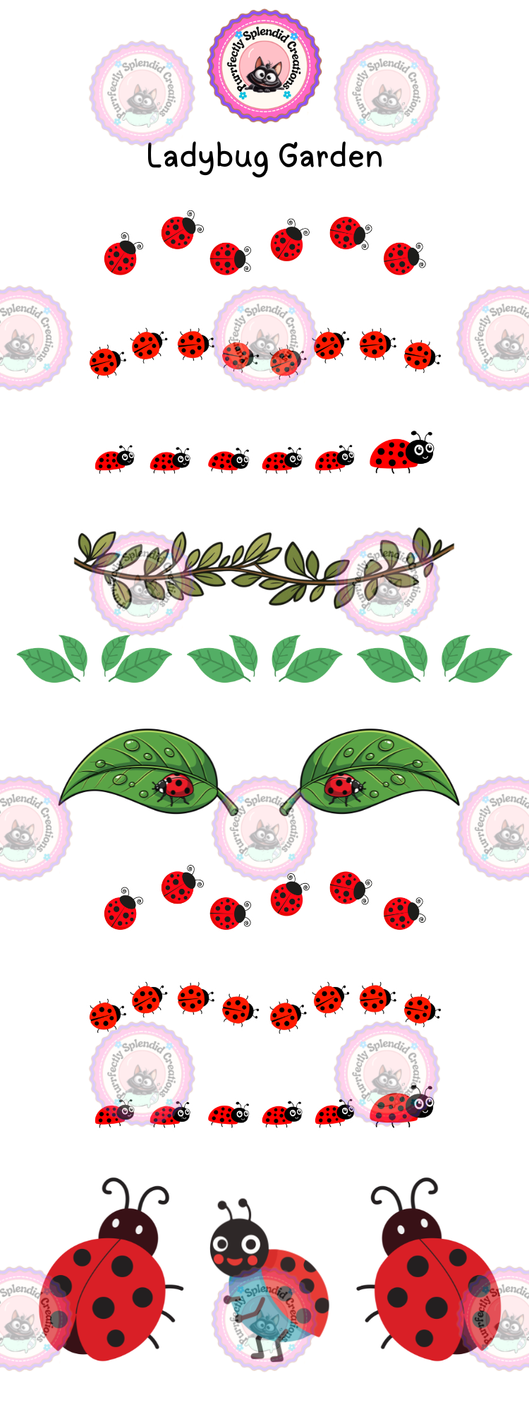 Ladybug Garden Sticker Sheet (3x8")