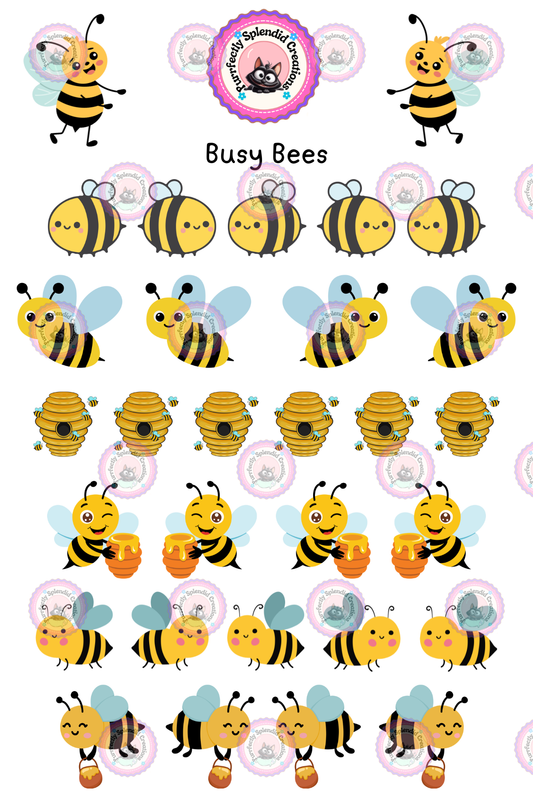 Busy Bees Sticker Sheet (4x6")
