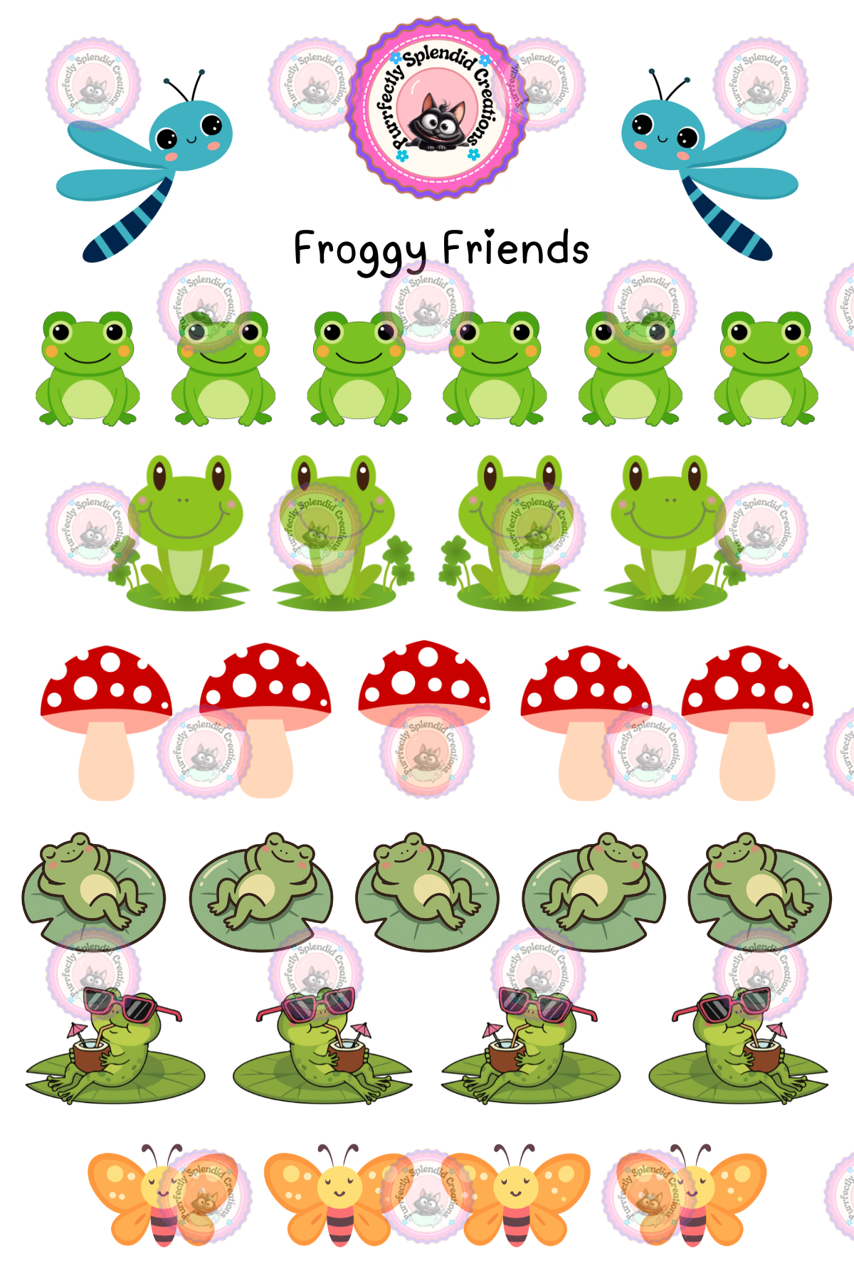 Froggy Friends Sticker Sheet (4x6")