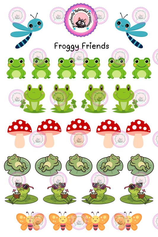 Froggy Friends Sticker Sheet (4x6")