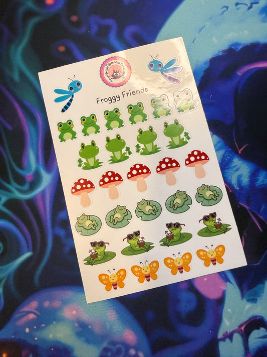 Froggy Friends Sticker Sheet (4x6")