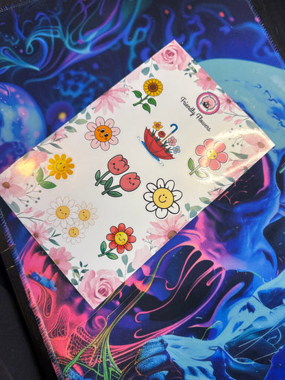 "Friendly Flowers" Sticker Sheet (5.5x8.5")