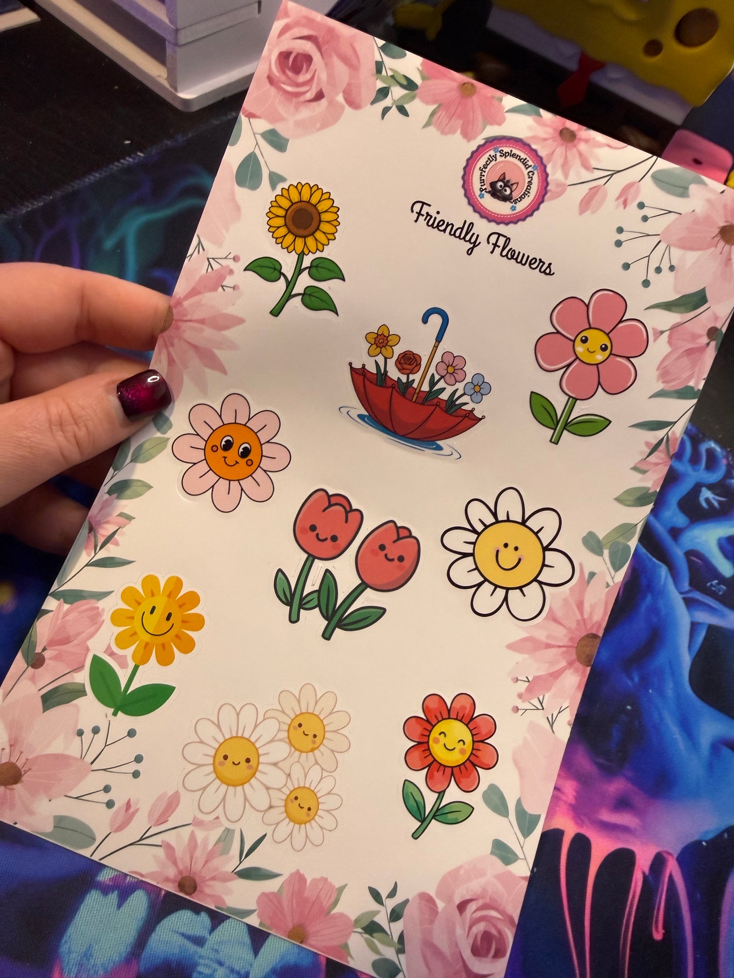 "Friendly Flowers" Sticker Sheet (5.5x8.5")