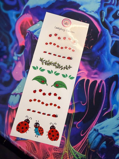 Ladybug Garden Sticker Sheet (3x8")