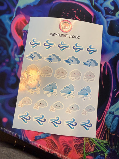 Windy Day Planner Sticker Sheet (5x7")
