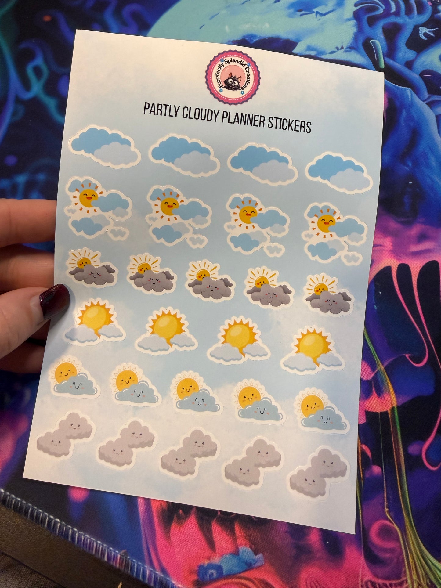 Partly Cloudy Planner Sticker Sheet (5x7")