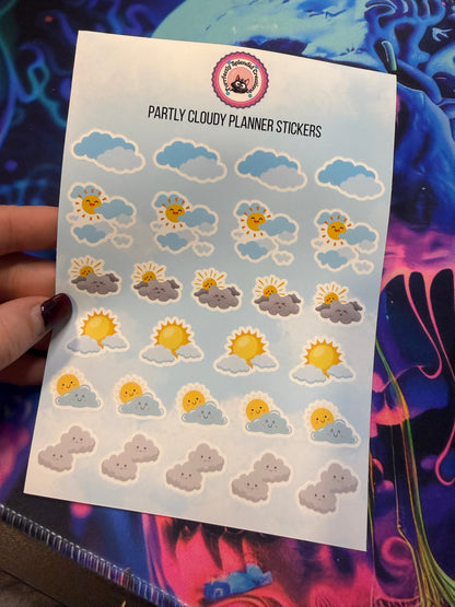 Partly Cloudy Planner Sticker Sheet (5x7")