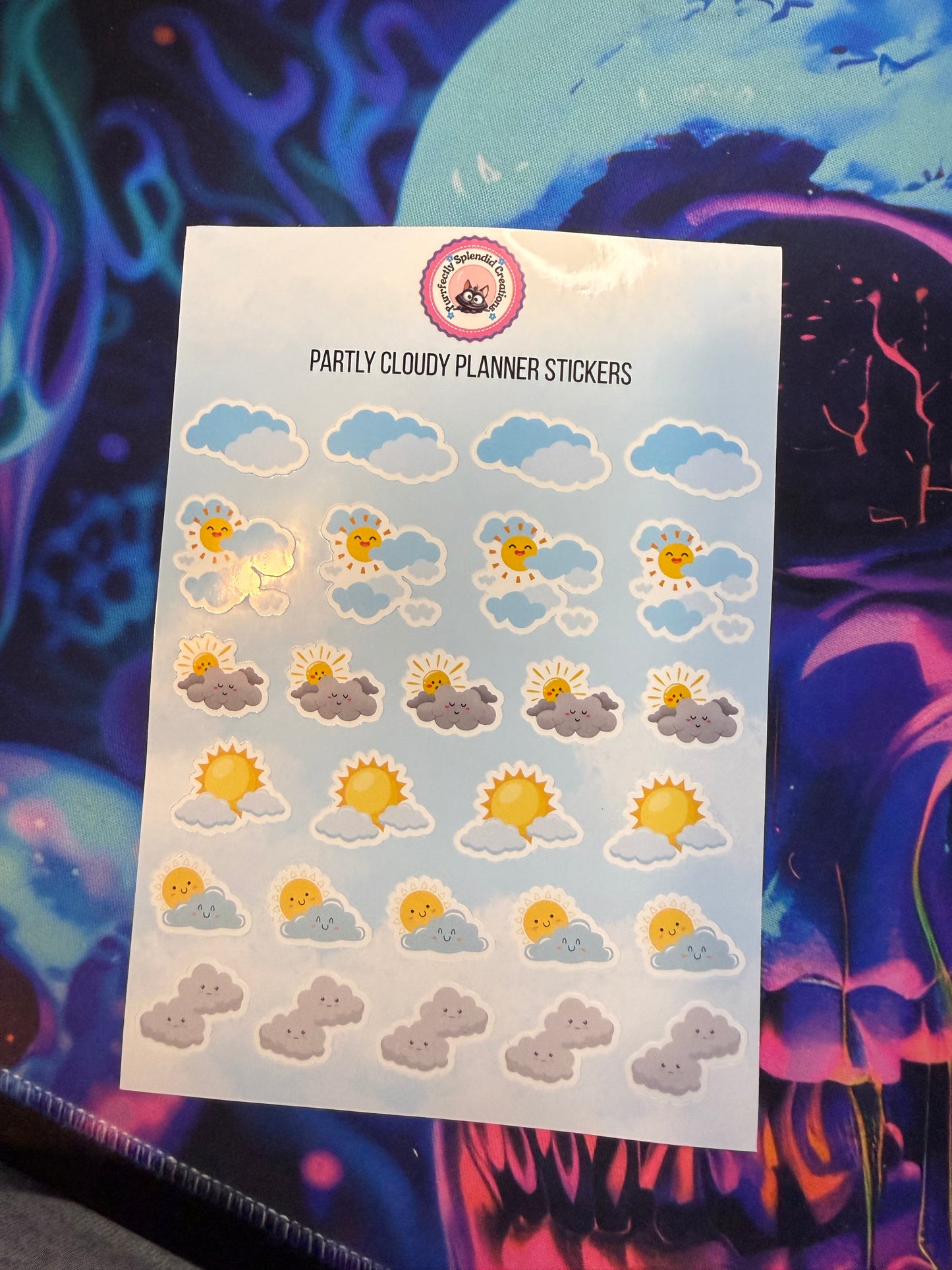 Partly Cloudy Planner Sticker Sheet (5x7")