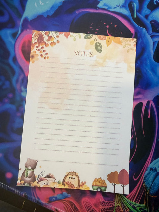 Fall Themed Lined Notepad (5x7")