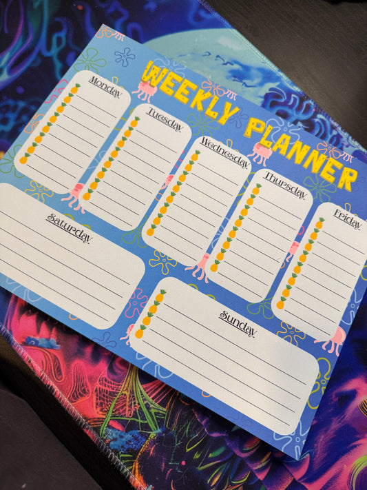 Under The Sea Spongy Themed Tear-off Weekly Desk Planner Pad (11x8.5")