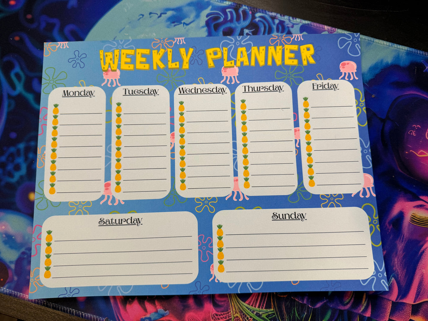 Under The Sea Spongy Themed Tear-off Weekly Desk Planner Pad (11x8.5")