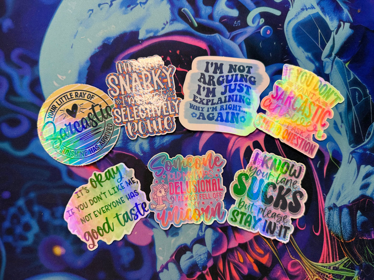 Funny Sarcasm Holographic Sticker Set (7 Pack)
