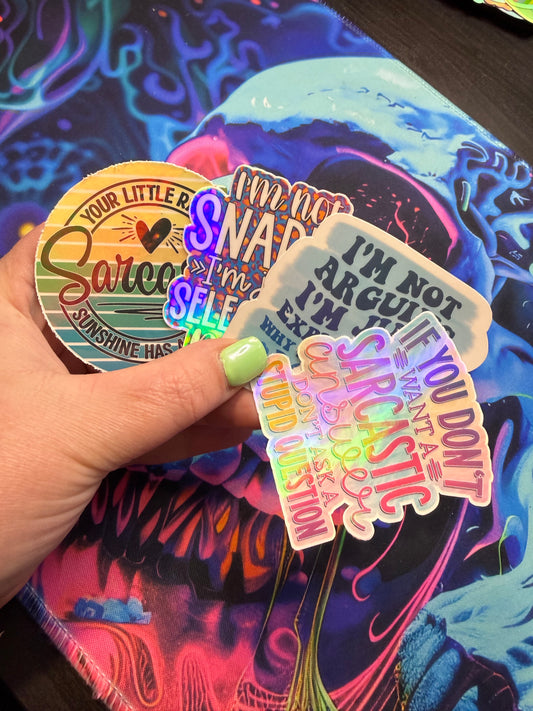 Funny Sarcasm Holographic Sticker Set (7 Pack)