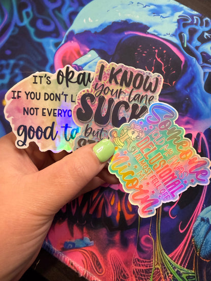 Funny Sarcasm Holographic Sticker Set (7 Pack)