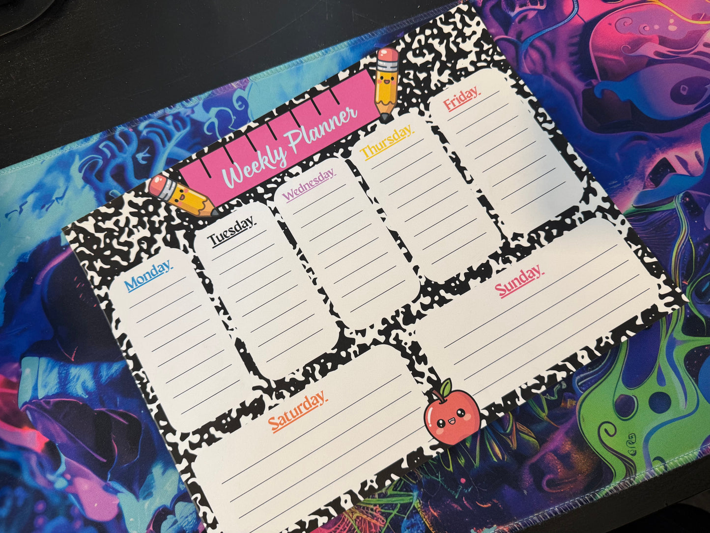 School-Themed Tear-Off Weekly Desk Planner Pad (11x8.5")
