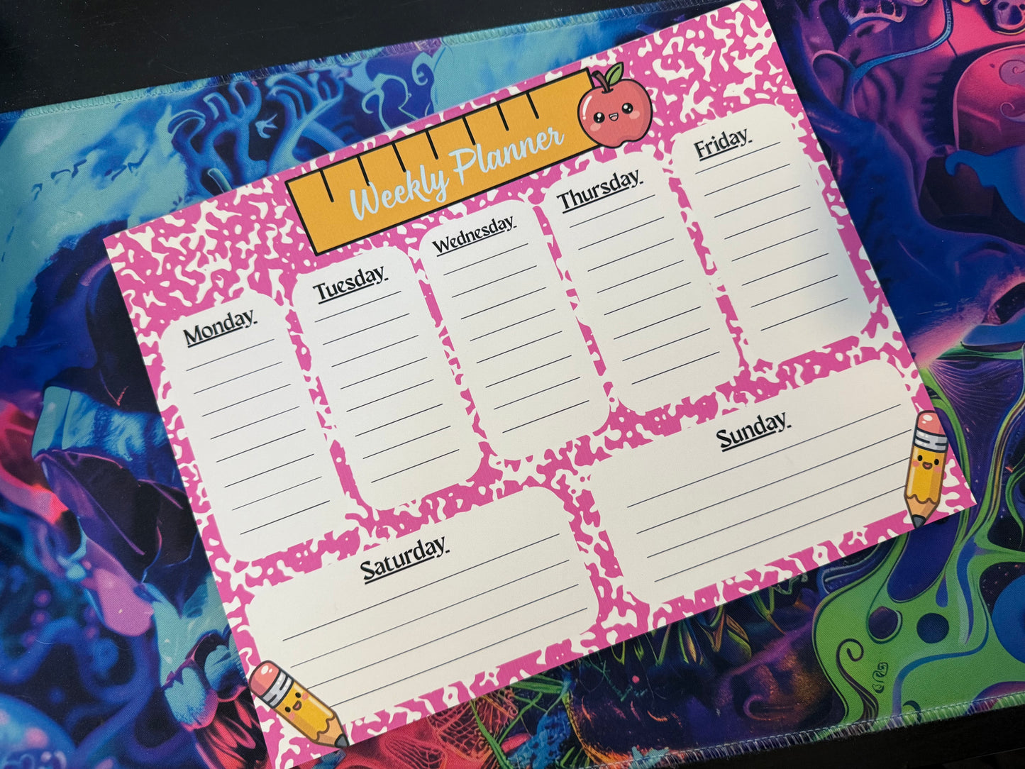 School-Themed Tear-Off Weekly Desk Planner Pad (11x8.5")