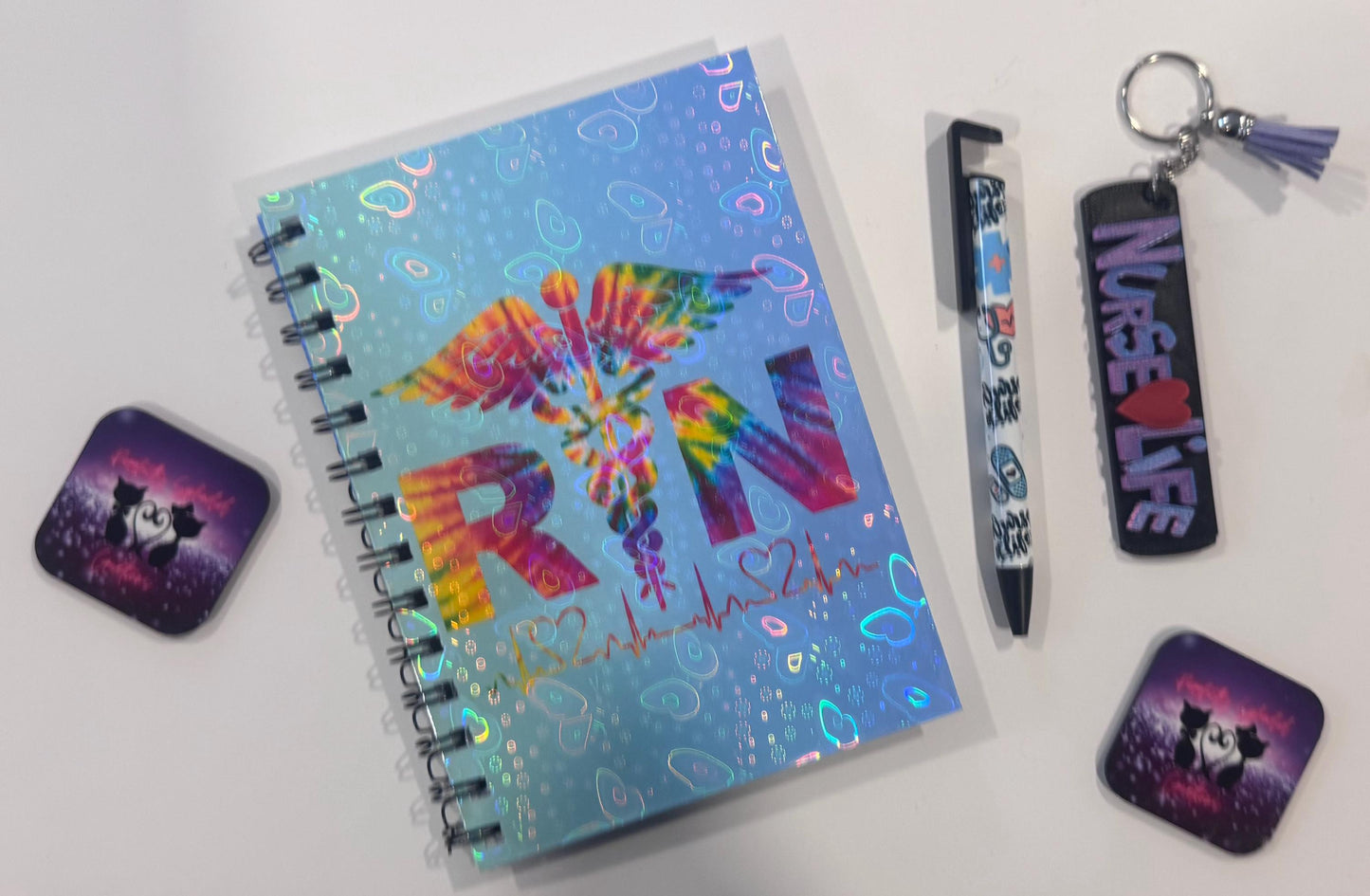 "RN", Notebook, Nursing, Pen, Keychain, Bundle Pack, Nursing Activity Book Inside
