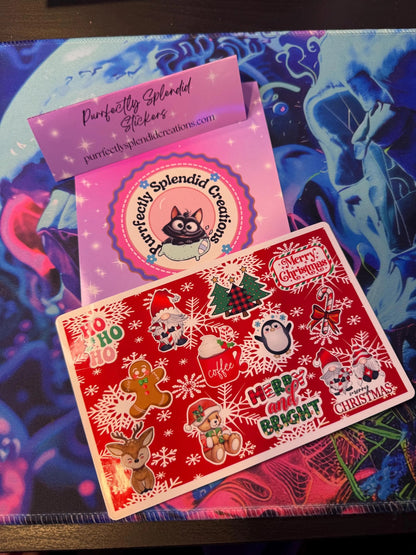 Christmas Sticker Sheet, Holiday Planner Stickers, Festive Scrapbooking