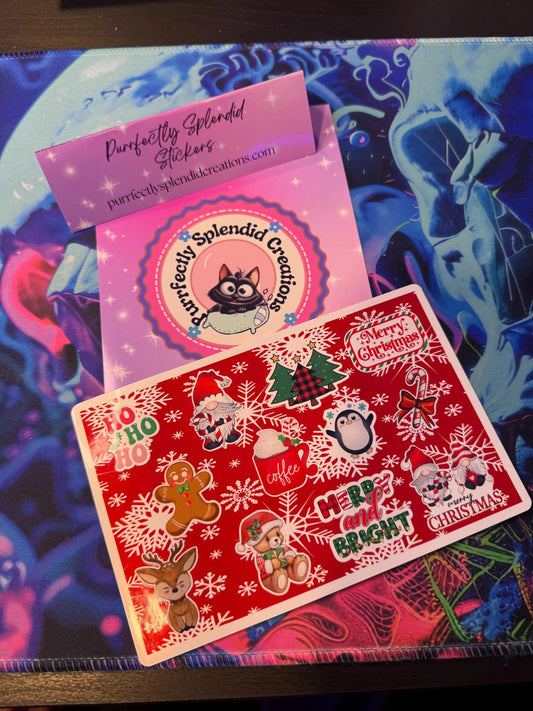 Christmas Sticker Sheet, Holiday Planner Stickers, Festive Scrapbooking