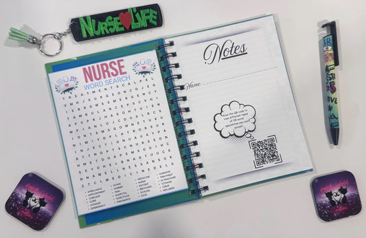 Green, Nursing, Notebook, Keychain, Pen, Bundle Pack, Nursing Activity Book Inside