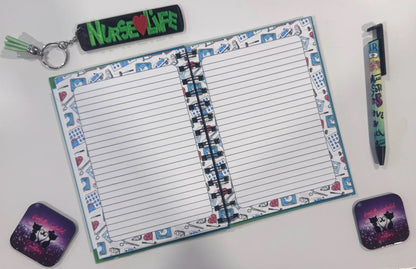 Green, Nursing, Notebook, Keychain, Pen, Bundle Pack, Nursing Activity Book Inside