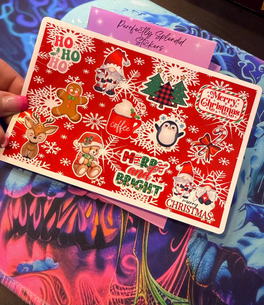 Christmas Sticker Sheet, Holiday Planner Stickers, Festive Scrapbooking