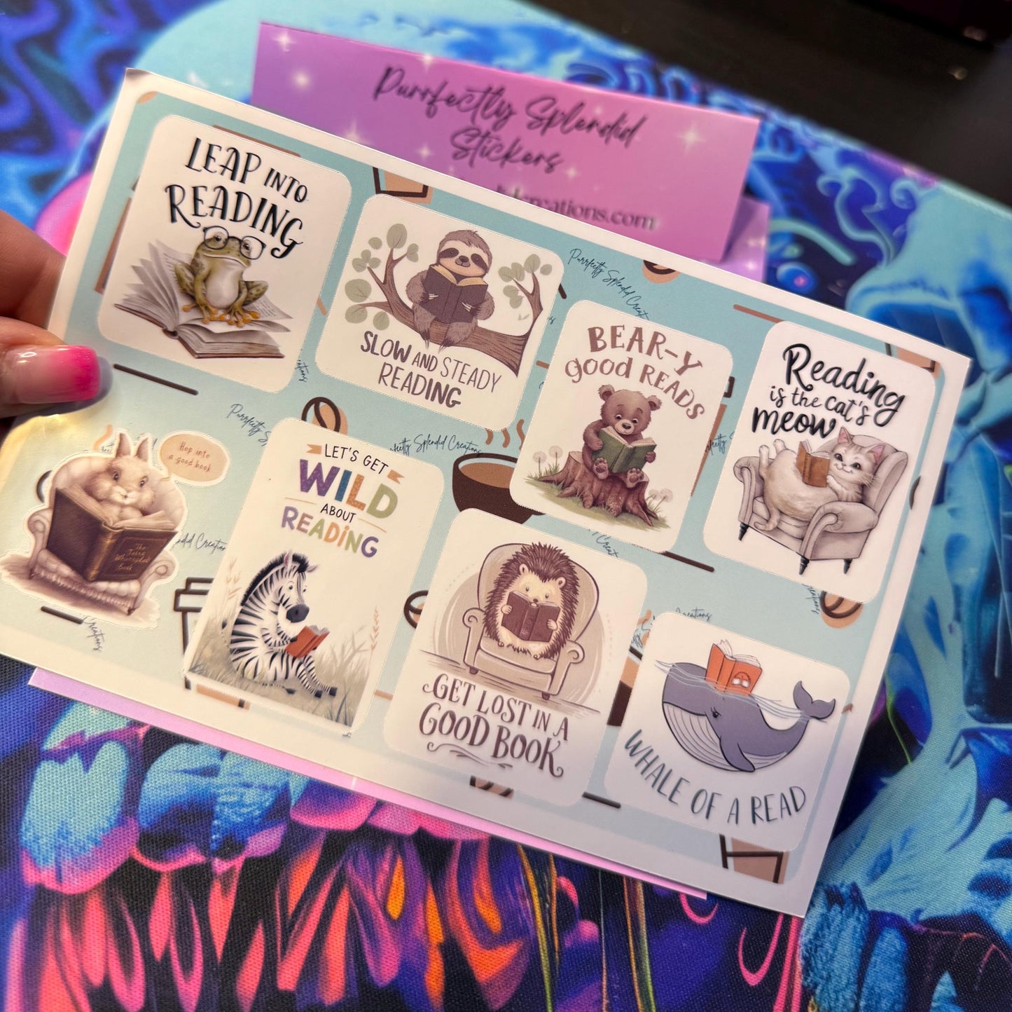 Bookish Animals Sticker Sheet, Cozy Reading Stickers